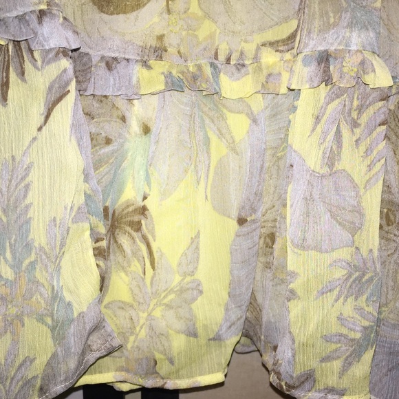 H&M yellow ruffle chiffon print top mini dress tunic 6 - Picture 8 of 10